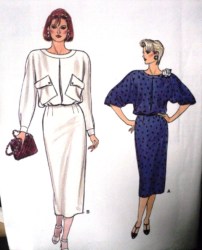 9246 VOGUE SS-LS LONGER BLOUSON STRT DRESS PATTERN 14-18
